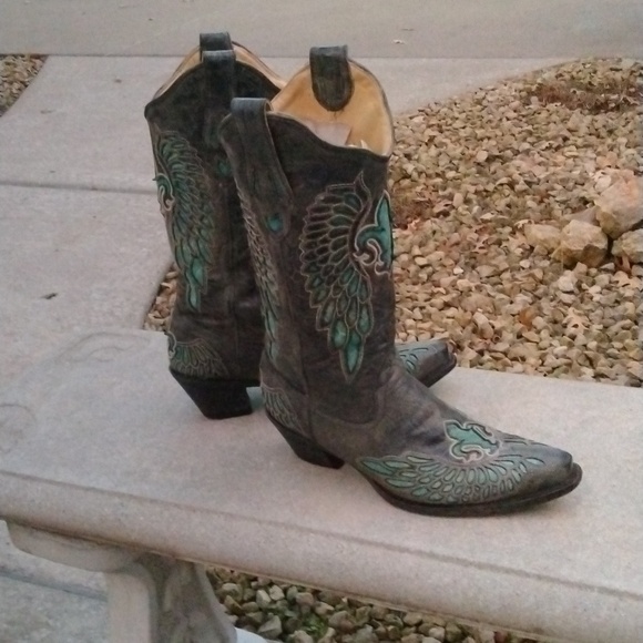 Corral Ladies Boots – Black Turquoise Fleur de Lis – R2337$292.50 size 9.5 - Picture 6 of 16